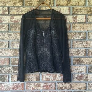 Joseph Ribkoff Ladies Jacket Top Size 12 Metallic Micro-Net Stunning!